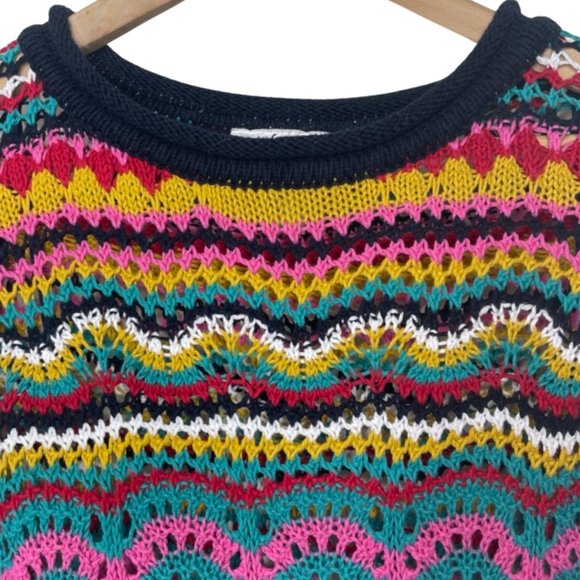 LA SEINE | Reto Multi-color Textured Open Knit Crochet Sweater | Size S - Picture 4 of 9